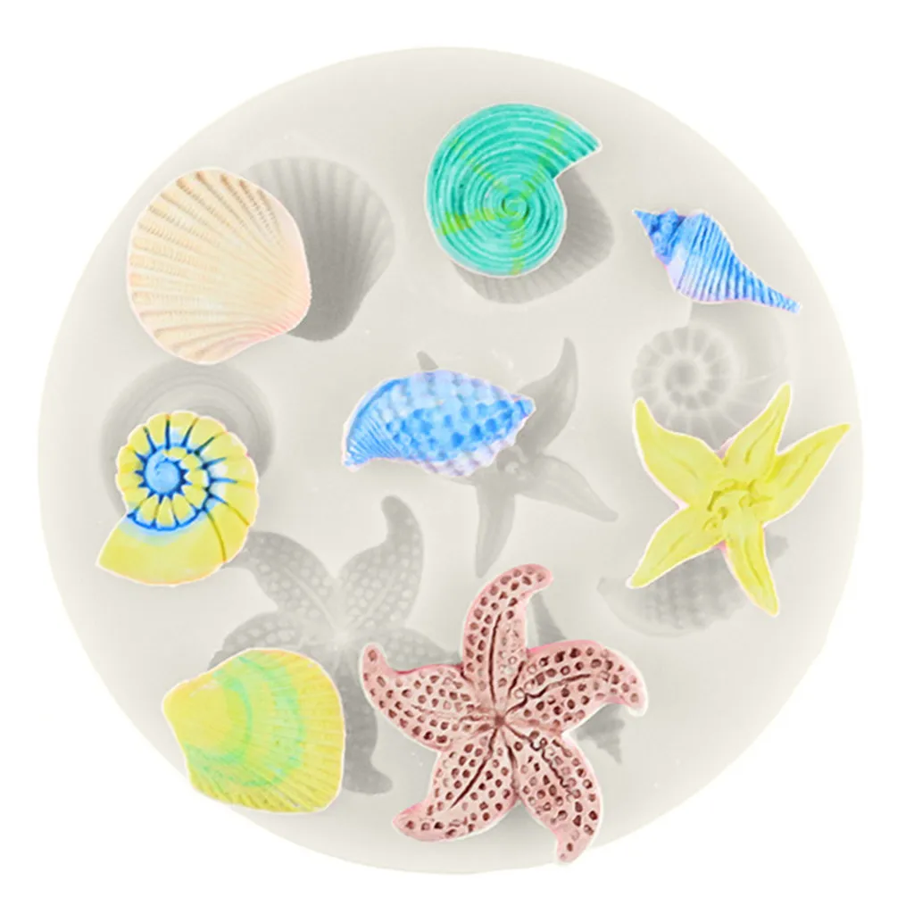 

Cake Decoration Tools DIY Sea Creatures Conch Starfish Shell Fondant Cake Candy Silicone Molds Creative DIY Chocolate Mold LD