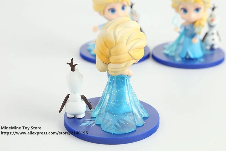 ZXZ Frozen Princess Elsa 8cm 3pcs/set Action Q version Figure Model Anime Mini Decoration PVC Collection Figurine Toys model
