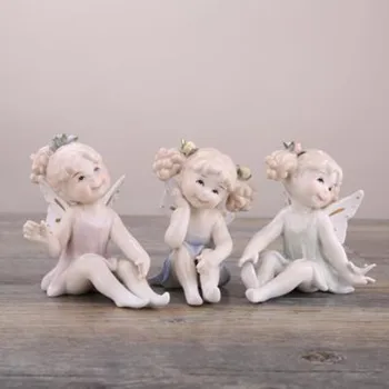 

mini ceramic Flower Fairy angel girl figurines home decor crafts room decoration handicraft ornament figurine wedding decoration