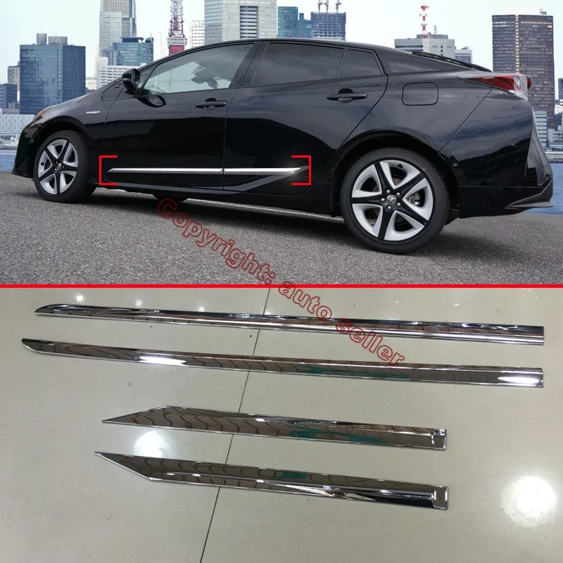 

ABS Chrome Side Door Body Molding Moulding Trim For Toyota Prius 2016 2017