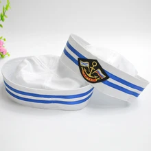 Хлопковые кепки в военном морском стиле головные уборы для мужчин и женщин детей тренд сценического выступления Popeye моряк Шляпа белая униформа стюардов армейская шапка GH-243