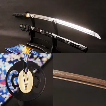 

Brandon Swords Japanese Samurai Sword 1095 Carbon Steel Clay Tempered Full Tang Sharp Blade Handmade Katana Metal Decoration