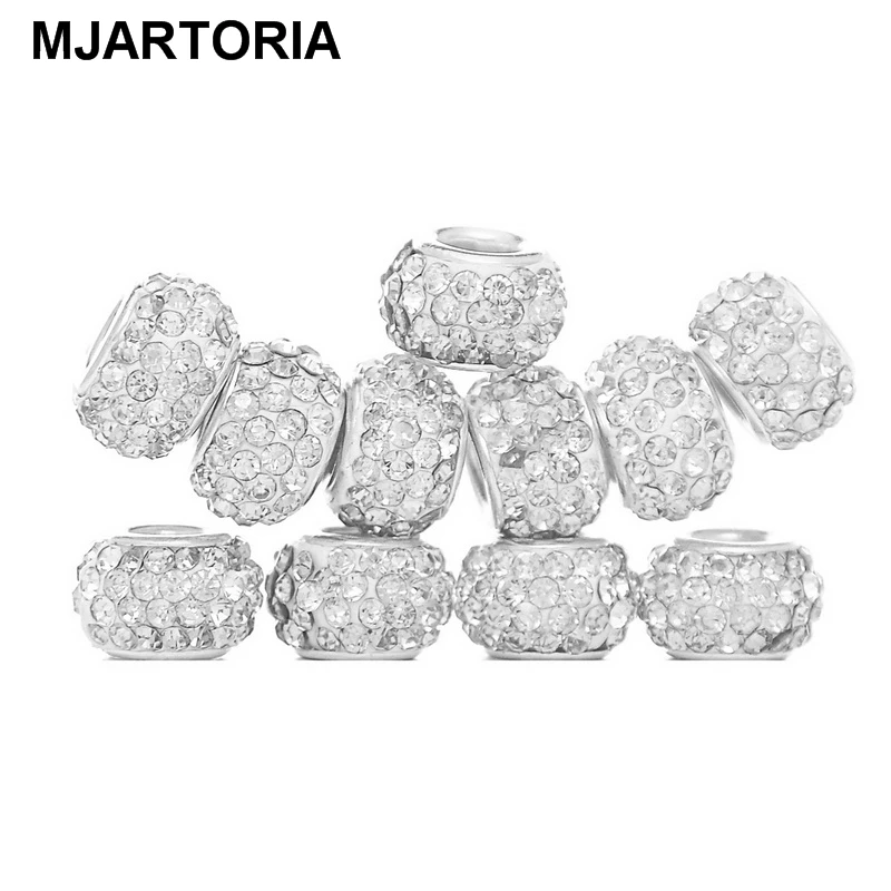 MJARTORIA 2016 Новое поступление 5 шт. Полимерная глина Серебристые Европейские Бусины
