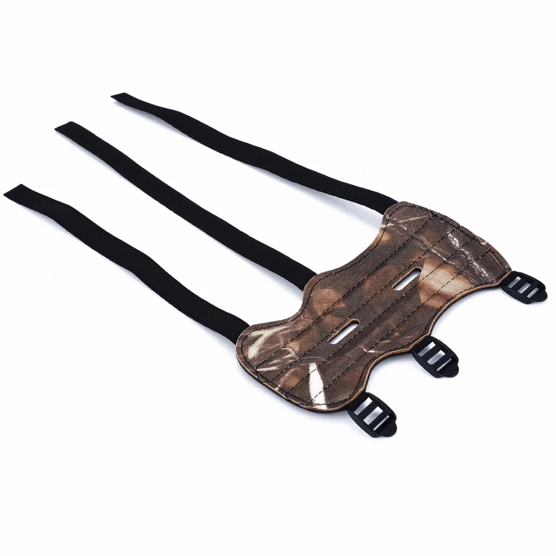 Mayitr Leather Shooting Archery Arm Guard Bow Protective Gear 3 Straps Green Camouflage Black