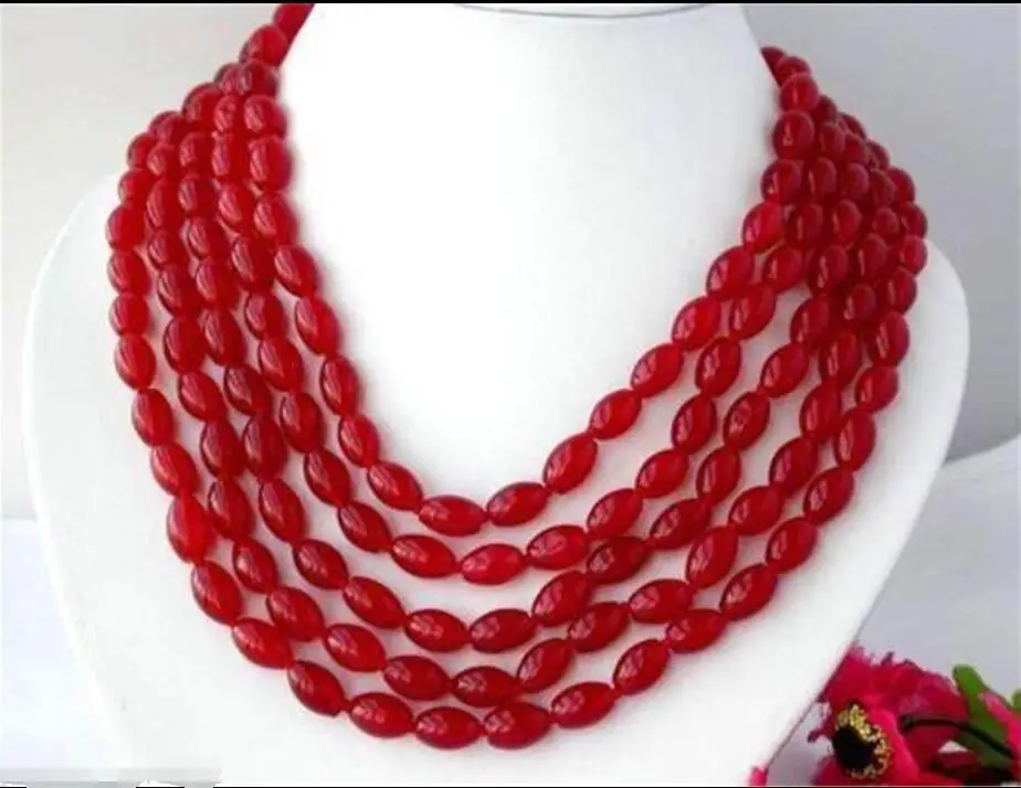 

Hot sale new Style >>>>>BEAUTIFUL SUPER LONG 100 INCHES NATURAL RICE-SHAPED RED RUBY GEMS BEADS NECKLACE