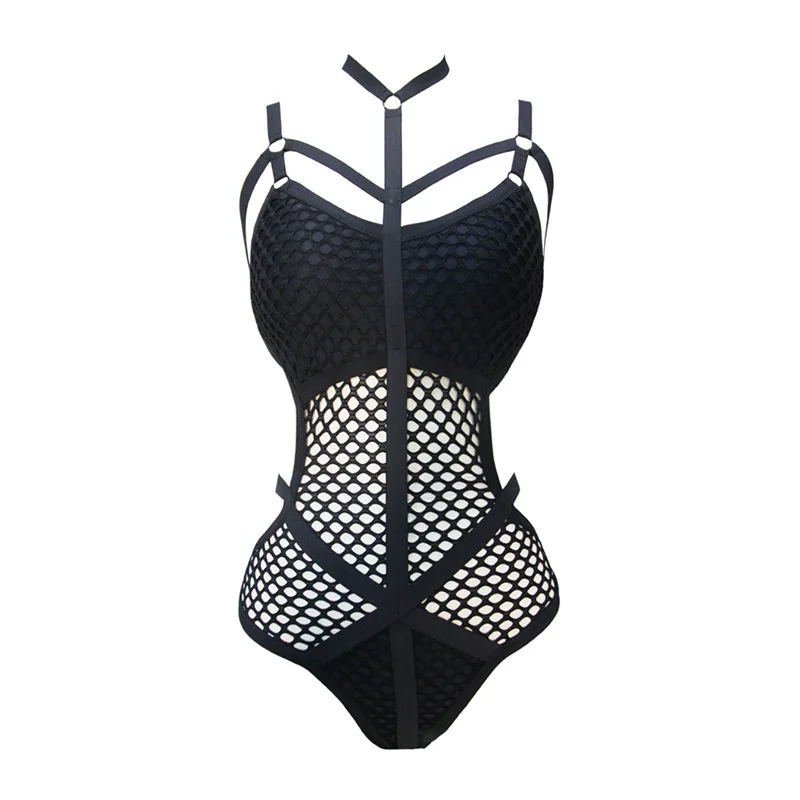 GACVGA Mesh White Black Bodysuits Summer Rompers Jumpsuit Female Hollow Out Fitness Sexy Hot Slim Bodysuit Women Body Femini bodysuit top Bodysuits