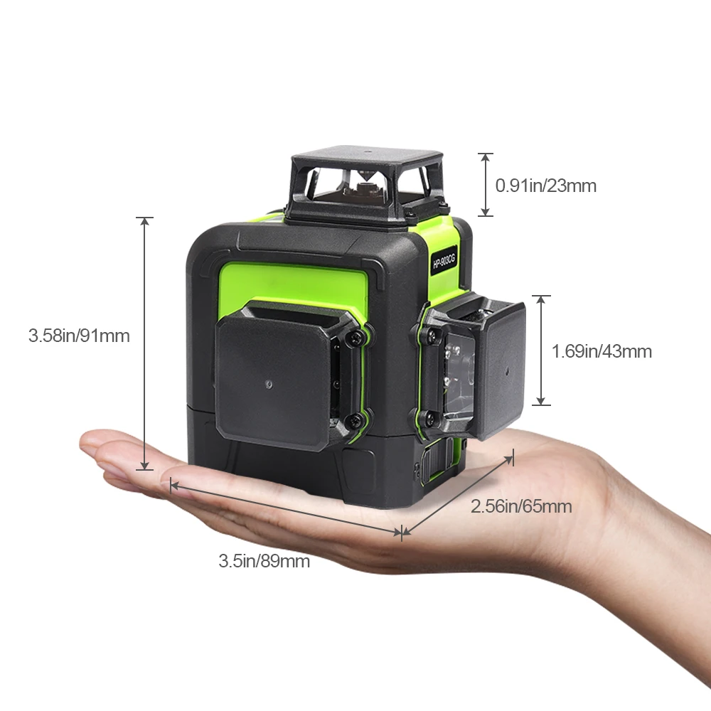 Kaufen Huepar 12 Linien 3D Cross Line Laser Level Grün Laser Strahl Selbst Nivellierung 360 Vertikale Horizontale mit Digital LCD laser Empfänger