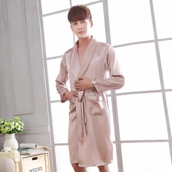 

2020 Lounge Sleepwear Silk Nightwear For Men Silk Bathrobes Noble Dressing gown Men's Sleep Robes