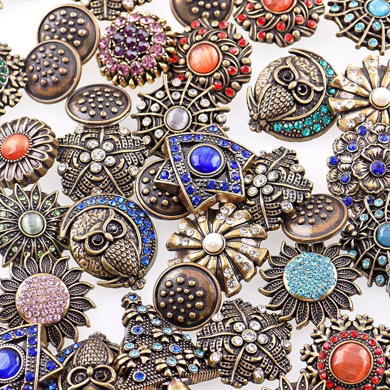 50pcs//lot Wholesale Mixed Rivca Snap Button Fit 18mm Bracelets Necklace jewelry