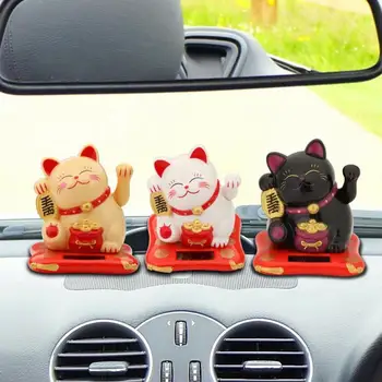 

2.5 inch Car Accessories Cute Shaking Hands Lucky Cat Fortune Wealth Waving Figurines Ornament Auto Interior Decoration Craft