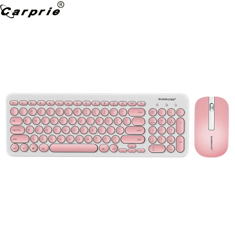 

CARPIE Pink Wireless Keyboard Mouse Combo Round Keycaps 2.4GHz Dropout Free Connection Long Battery Life Game Mouse Mice 90523