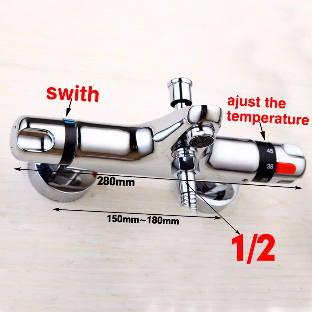 RU Термостатический смеситель для душа настенный кран с двумя ручками кран Носик наполнитель дивертер хромированный клапан для ванны смеситель кран