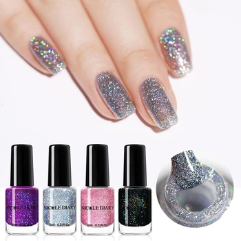 

NICOLE DIARY 6ml Nail Polish Colorful Water Based Nail Varnish Shining Glitter Peel Off Nail Art Design