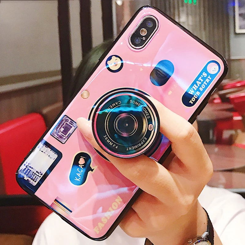 

Fashion Kickstand Phone Case For Apple iPhone 6S 7 8 Plus XR XS Max Silicone Anti-knock Cute Back Cover Stand Holder