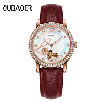 

OUBAOER Heart Watches Women Fashion Bracelet Watch Ladies Luxury Genuine Leather Automatic Mechanical Watch Relogio Feminino