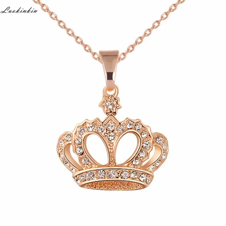 

trendy rhinestone chain necklace noble personality crown gold&silvery pendant choker necklace women fashion jewelry 2019 new