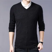 Зимний свитер мужской Молодежный бизнес чистый цвет моды вязаный свитер
