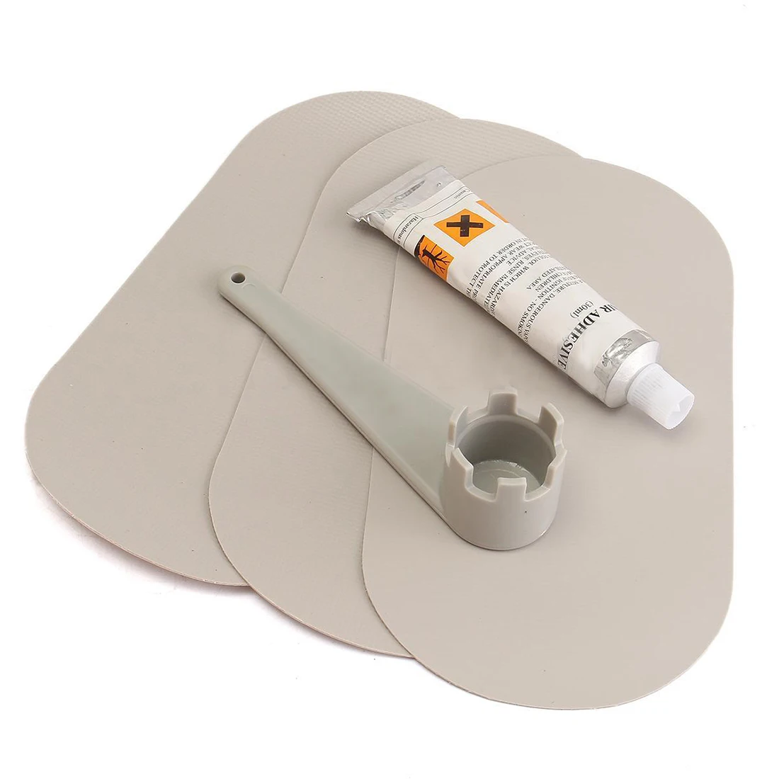 Hhtlinflatable Boat Repair Kit 3x Pvc Patch 1x 30g Glue And 1x Wrench