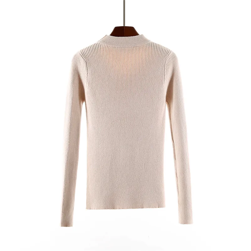 New 2019 Autumn and Winter Women Pearl Beaded Sweater V-Neck Long Sleeve Slim Women Knit Sweater and Pullover D234