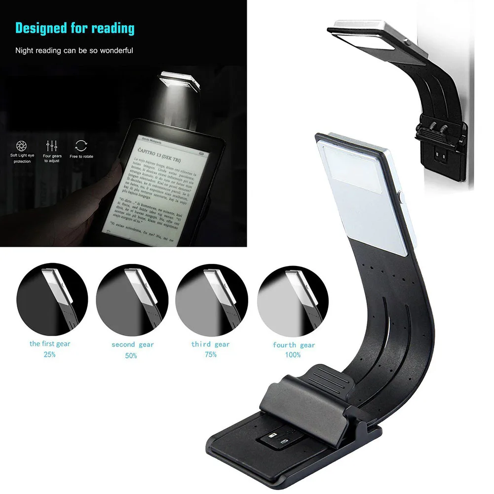 Portable LED Reading Book Light With Detachable Flexible Clip USB Rechargeable Lamp CLH@8 Portable LED Reading Book Light With Detachable Flexible Clip USB Rechargeable Lamp CLH@8