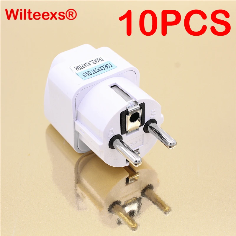 

WILTEEXS 10pcs/lot International Travel Universal Adapter Electrical Plug For UK US EU AU to EU European Socket Converter White
