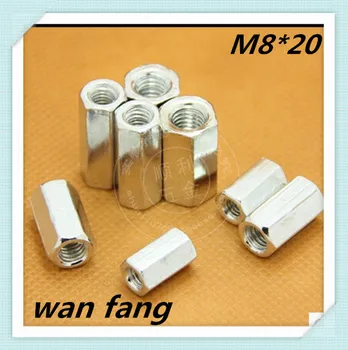 

10pcs M8*20 steel Right hand extend long hex nut Long Rod Coupling Nut