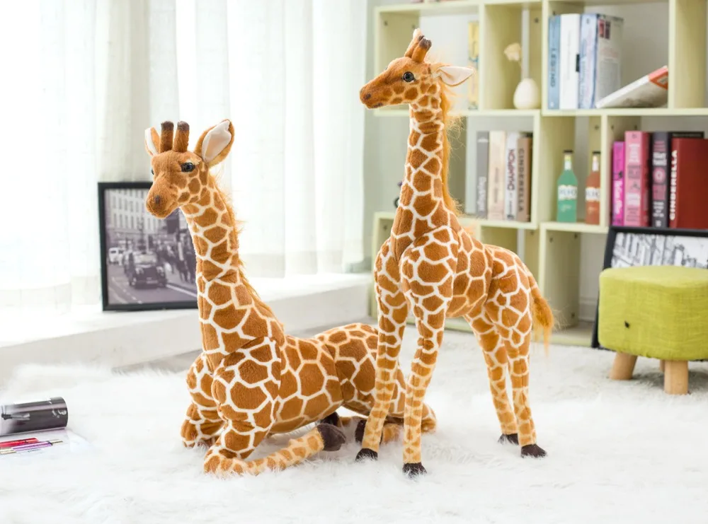 1 шт., 60-120 см, большие плюшевые игрушки с имитацией жирафа, милые мягкие куклы в виде животных, Мягкая кукла в виде животных, высокое качество, подарок на день рождения, детские игрушки