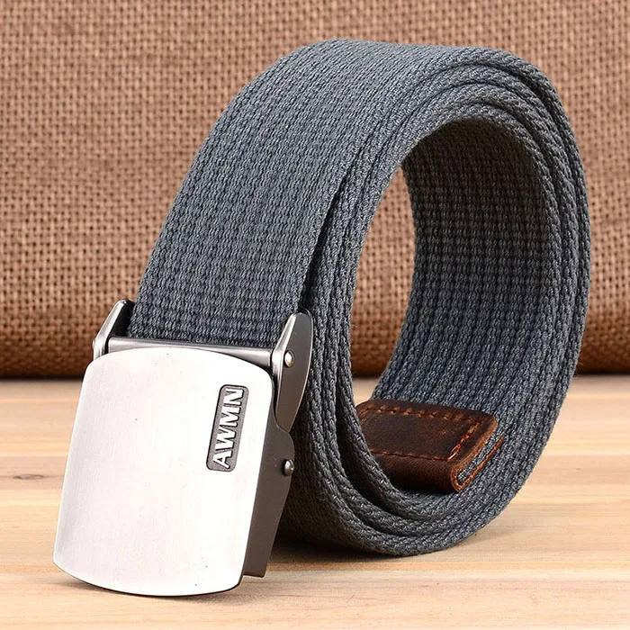H Dark grey Лучший YBT унисекс поясы холщовый сплав гладкая Пряжка для женщин и мужчин талия Тактический Регулируемый Открытый пояс военный пояс в стиле унисекс - Цвет: H Dark grey