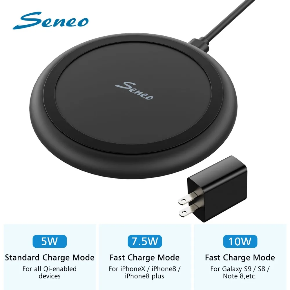 

Seneo 5W/7.5W/10W Fast Wireless Charger Qi Wireless Phone Quick Charger Charging Pad For iPhone XS MAX/8 for Samsung Huawei