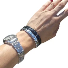 Pulseras para mujeres y hombres 2019 Nueva joyería de moda 9mm de ancho dije elástico pulseras brazaletes moda plata brazalete de acero inoxidable(China)