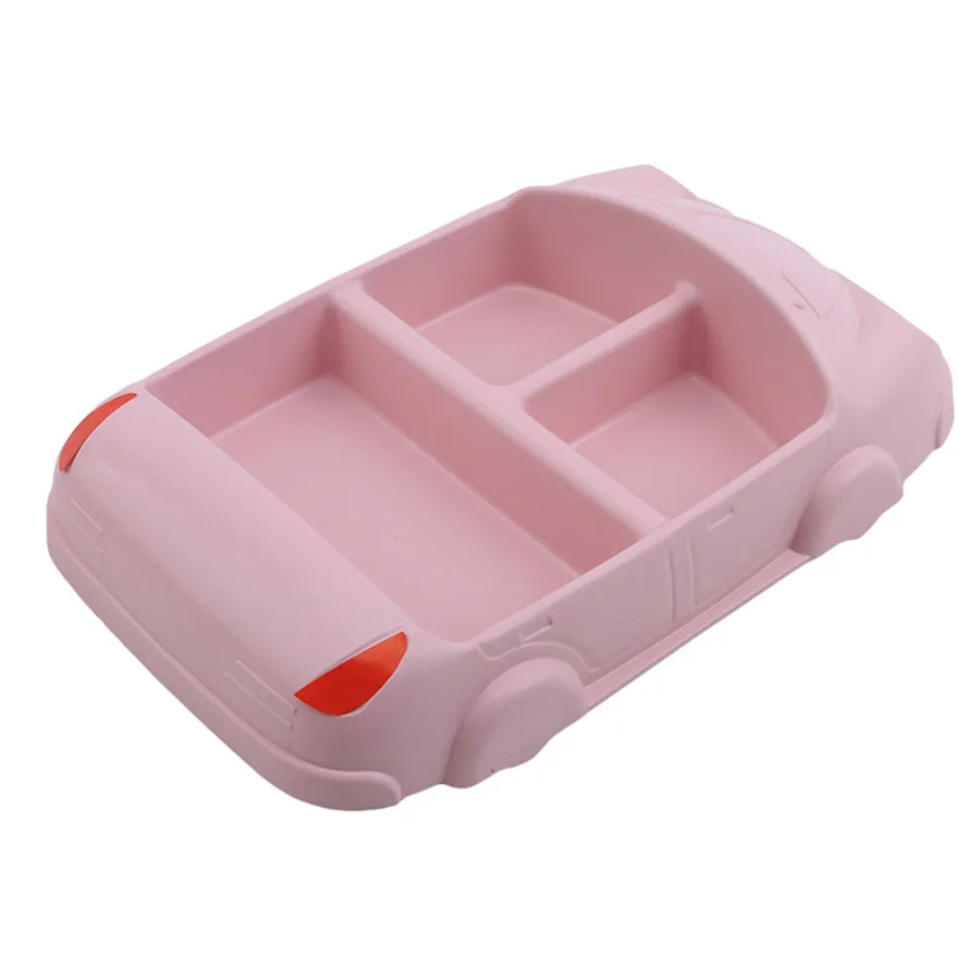 Ruiwjx бамбуковое волокно детская тарелка отдельная Автомобильная посуда детские наборы для кормления детская посуда - Цвет: Pink