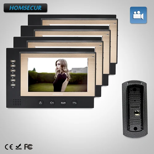 

HOMSECUR 7" Video Door Entry Security Intercom+Metal Case Camera for Apartment: TC041 Camera + TM701R-B Monitor (Black)