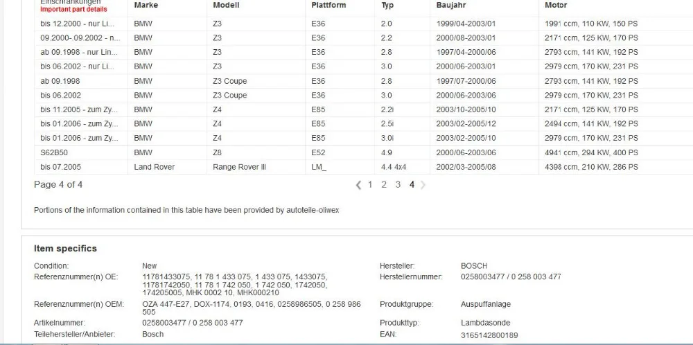 E38 M60B40 lambdor датчик 0258003477/11781433075 E36 кислородный датчик 11781739846/11781247407/11781742049/11781742050