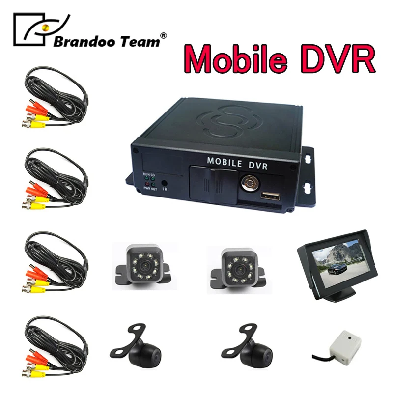 4 канальный мобильный видеорегистратор DVR kit для автобуса школьного такси прицепа