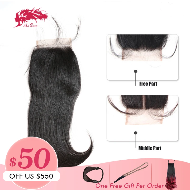 

Ali Queen Hair HD Transparent Lace Closure Brazilian Straight Remy Hair Lace Closure 4*4 Natural Color 10" - 20" Free Shipping