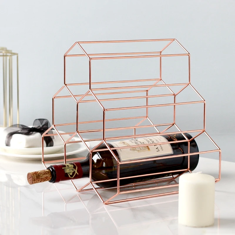 

Nordic style simple metal wine rack creative home living room decorative shelves restaurant cabinet wine shelf interior ornament
