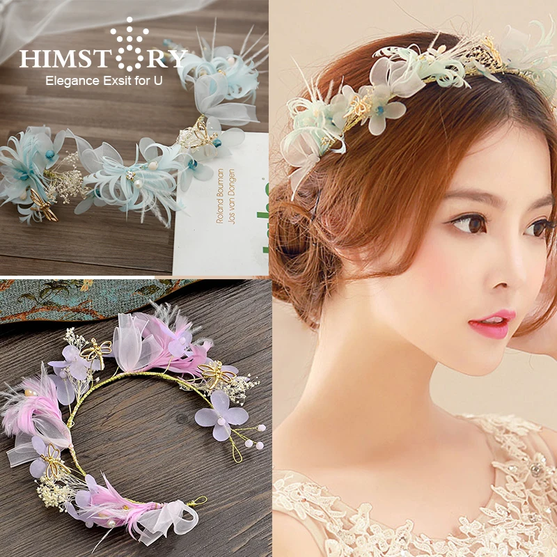 

HIMSTORY Girls Handmade Butterlfy Draggonfly Flower Feather Hairbands Wedding Hair Accessories Hairwear