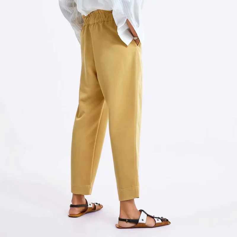 YNZZU 2019 Autumn new fashion soild botton casual women pants High waist elastic wasit good quality Loose harem trousers YB333 YNZZU 2019 Autumn new fashion soild botton casual women pants High waist elastic wasit good quality Loose harem trousers YB333