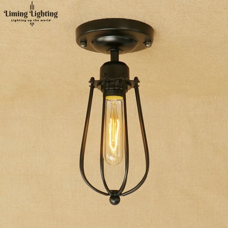 Us 21 23 Retro Vintage Industrial Lamp Covers Pendant Bulb Light Guard Wire Cage Ceiling Lamp Fitting Hanging Bars Cafe Shade E27 In Ceiling Lights