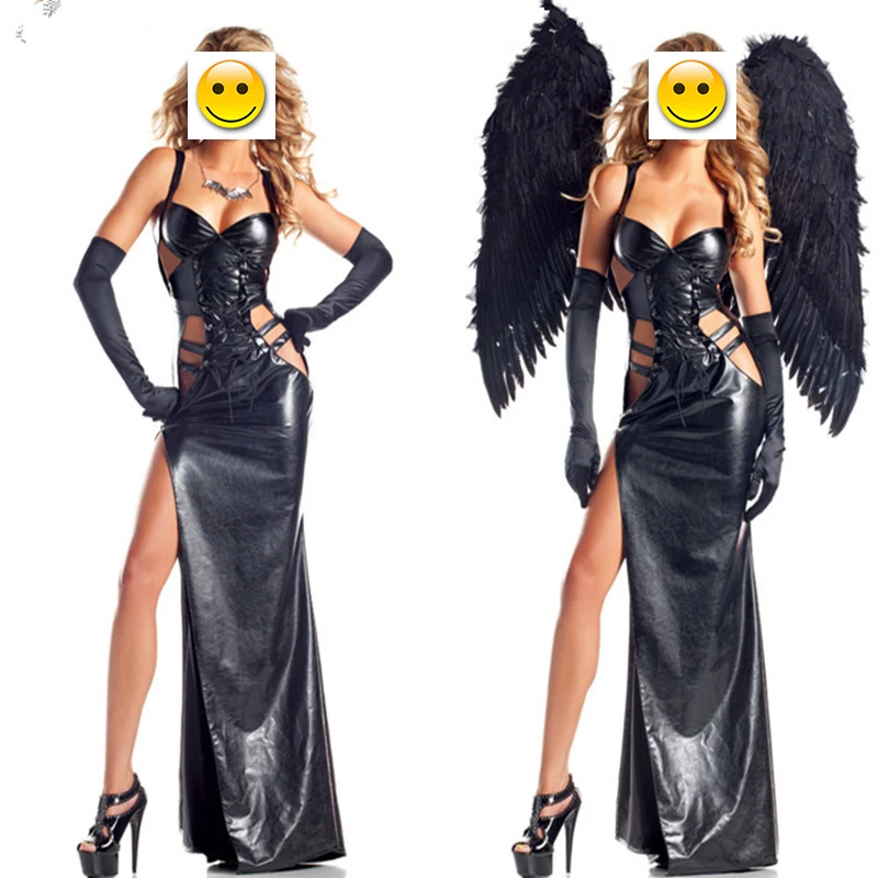 Fallen Black Angel Adult Gothic Costume Dress