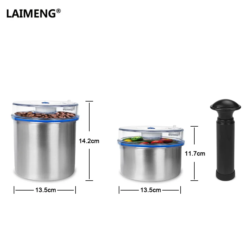 Laimeng Stainless Vacuum Container For Food Packing Washable Handheld Pump Work with Pump or Vacuum Sealer Machine 2pcs/Lot S183 Laimeng Stainless Vacuum Container For Food Packing Washable Handheld Pump Work with Pump or Vacuum Sealer Machine 2pcs/Lot S183