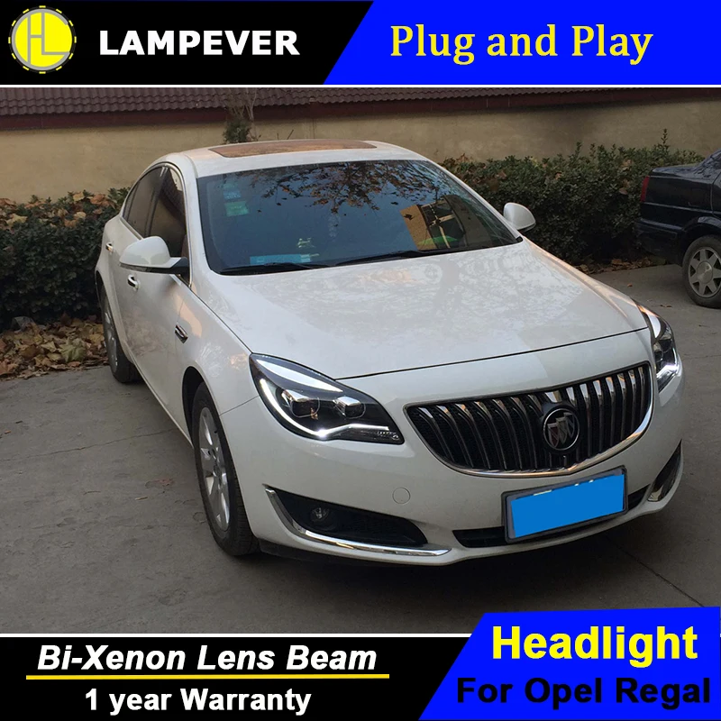 Lampever для GM для Buick Verano Regal Opel Insignia LED Фары для автомобиля DRL bi xenon объектив Высокая Низкая луч парковка спереди