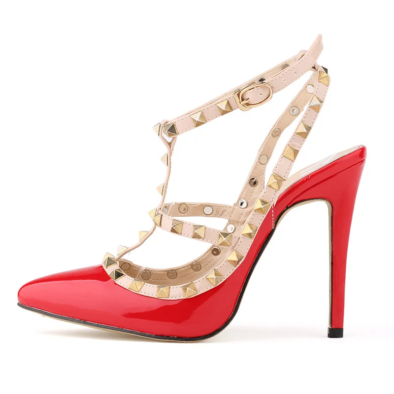 

Fashion Women Sandals Sexy High Heels Women Pumps Thin High Heels Hollow Rivets Sexy Women Pumps Plus Size 9.5 10