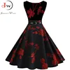 Été femmes robes 2022 décontracté Floral rétro Vintage 50s 60s Robe Rockabilly Swing Pinup Vestidos saint valentin Robe de fête ► Photo 2/6