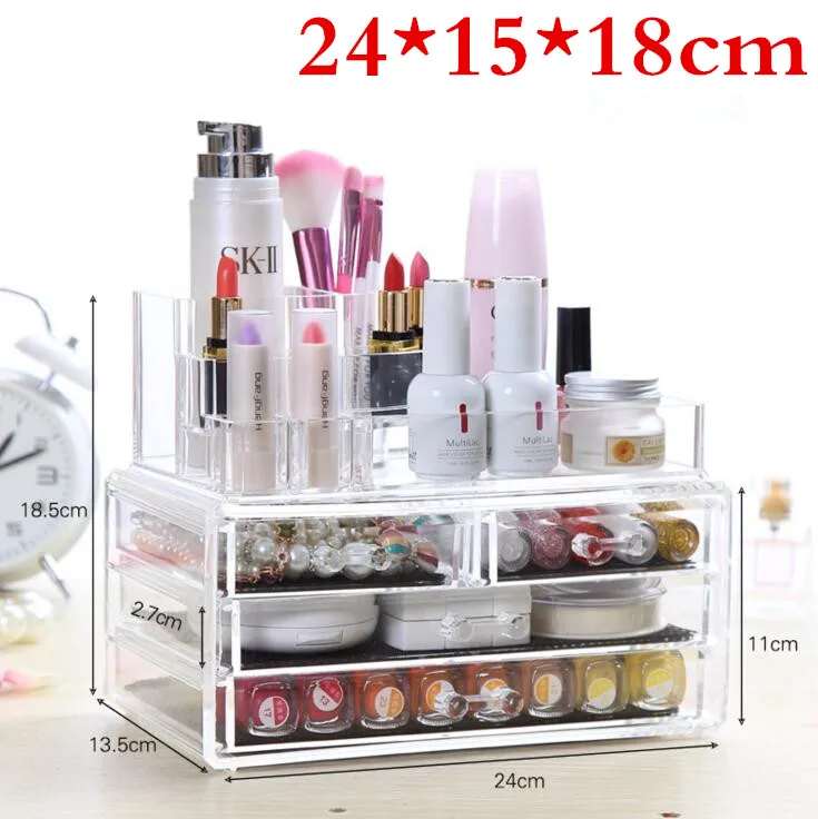 

1PCS Clear Organizer Box Acrylic Cosmetic Jewelry Makeup Case Drawer Cases Holder Makeup Storager Boxes