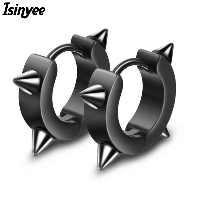 ISINYEE Fashion 4 Spikes Screw Stud Earrings For Men Women Stainless
