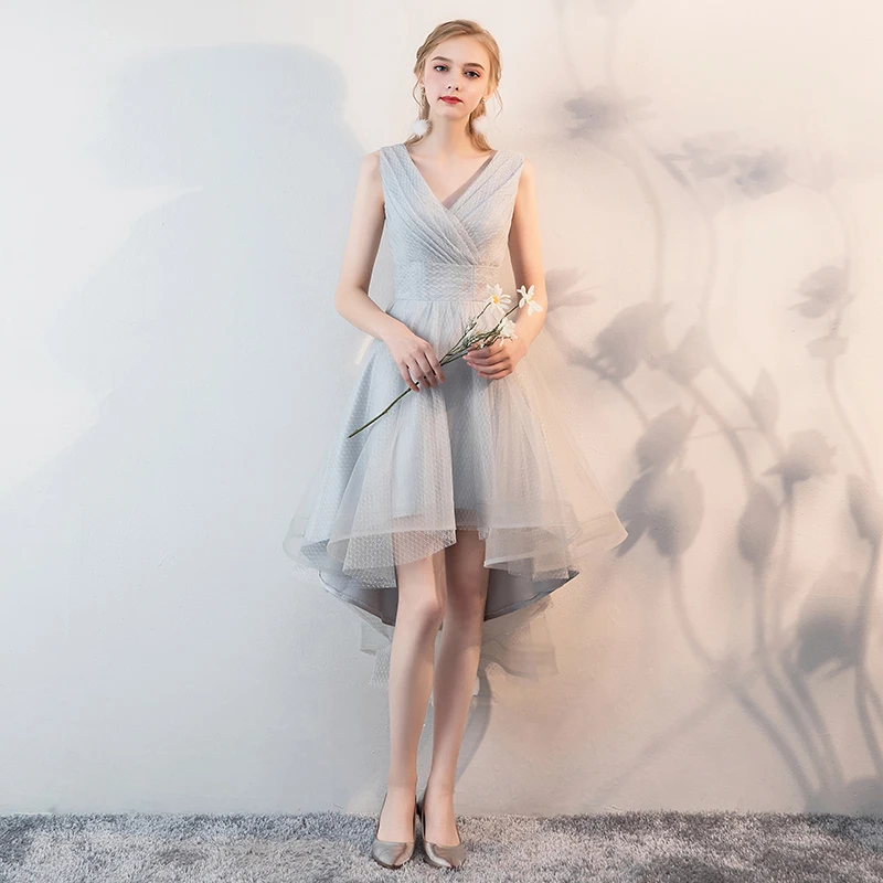 

New Lace Gray Lace Bridemaid Dresses 2019 Long Formal Wedding Party Prom Dresses robe de soiree vestido de noiva Evening