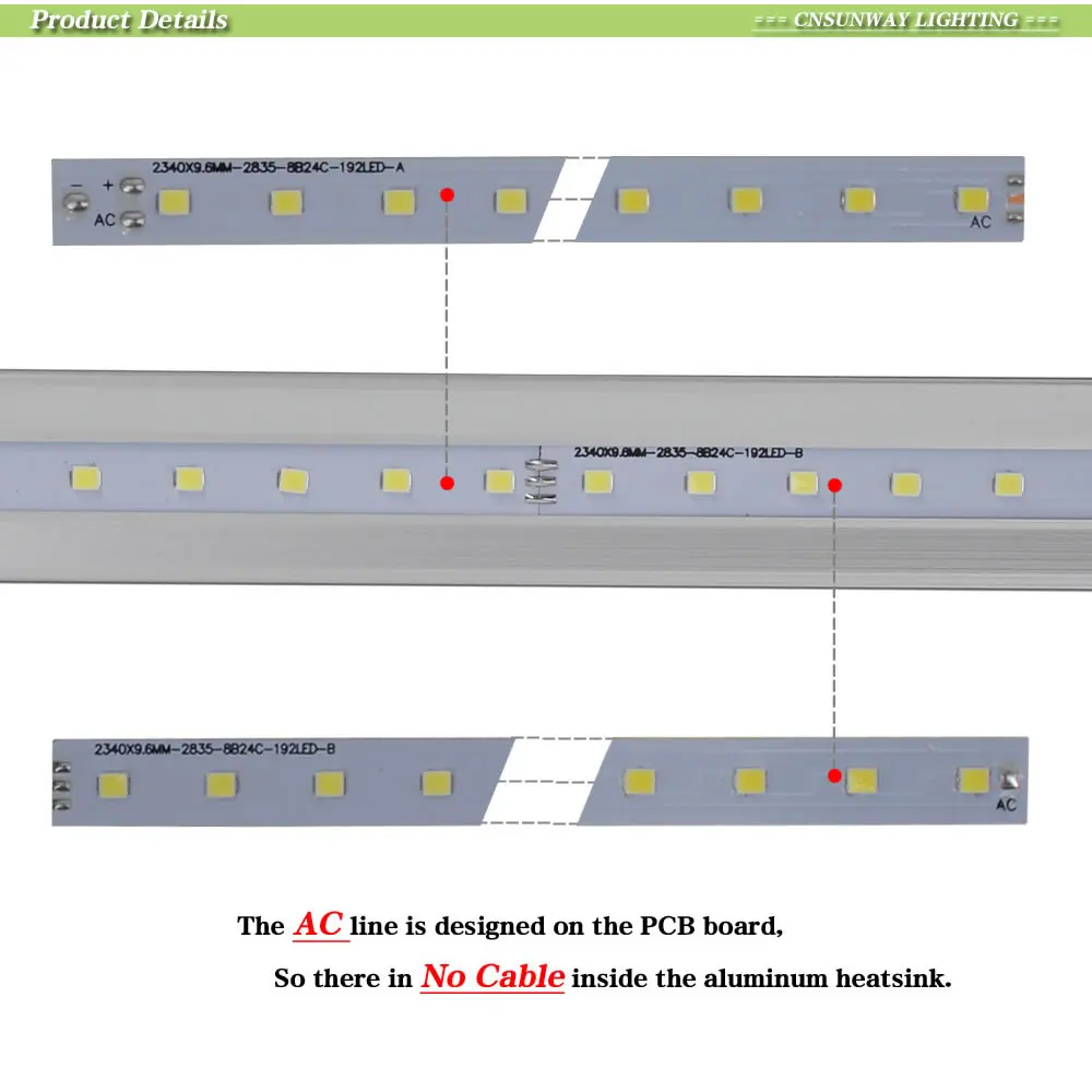 CNSUNWAY светодио дный Light Tube T8 8ft 96 ''2400 мм светодио дный трубки лампочки 45 Вт Освещение в помещении светодио дный лампа AC85-265V 100 шт