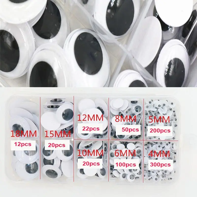 Yingelon 730pcs Handmade Sew Eye Wiggle Doll eyes New Accessories with box Movable googly Friendly Plastic Dolls Eyes Dropship (3)