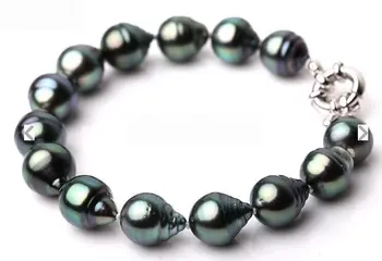 

Stunning 7.5-8"10-13mm Natural Tahitian genuine black drop pearl bracelet 0219 42%